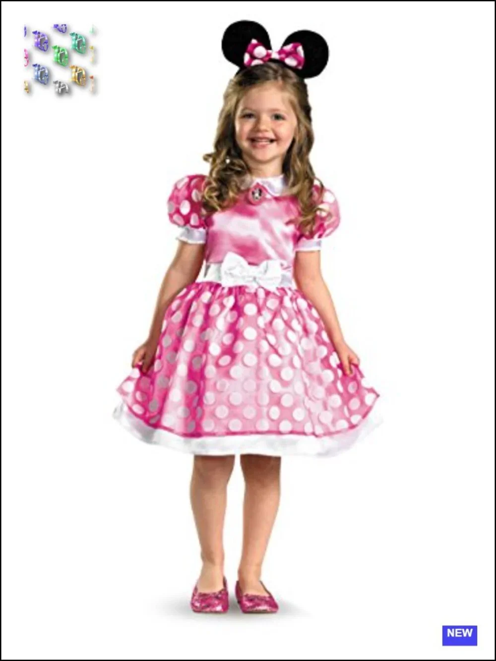 100% Polyester Minnie Mouse Girls Dress Costume, Halloween, Cosplay, Dress Up,